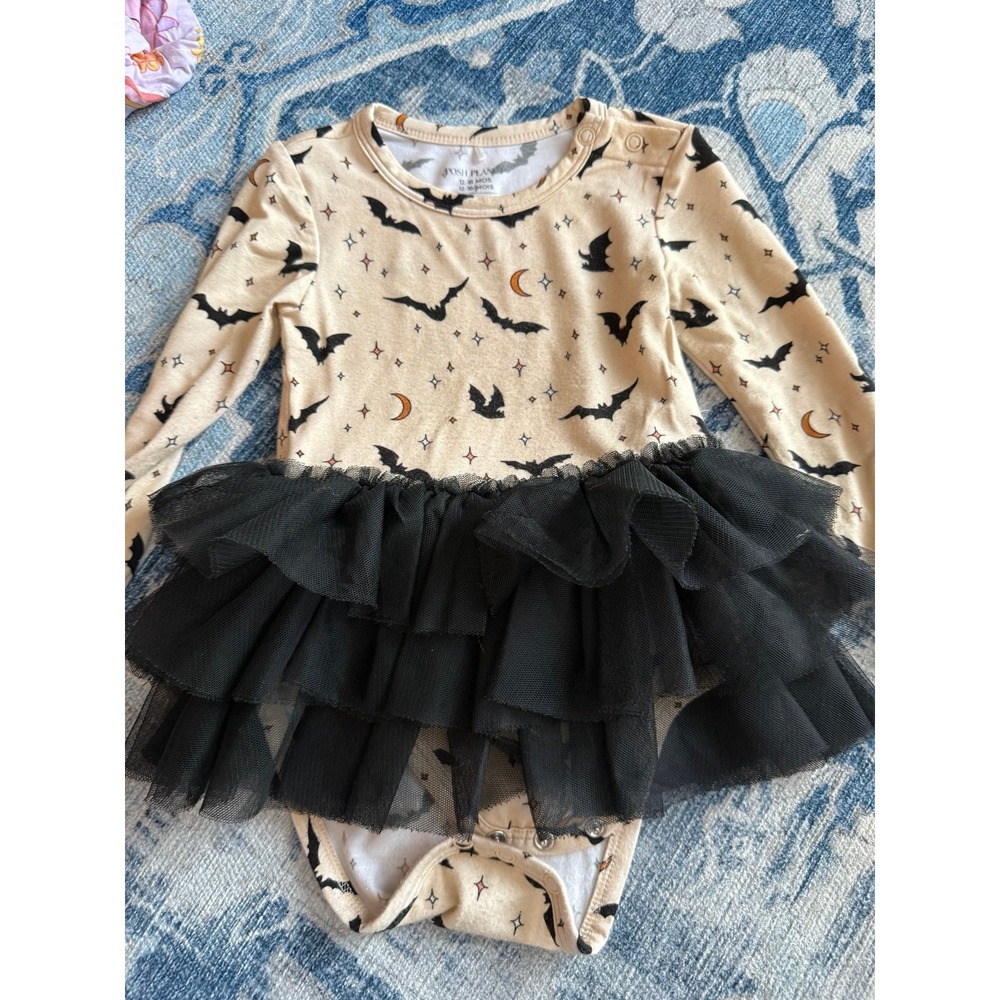 Posh Peanut Spooky Bats Tulle Bodysuit 12-18m